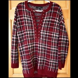 Forever 21 long sweater w/ cross tie v-neck